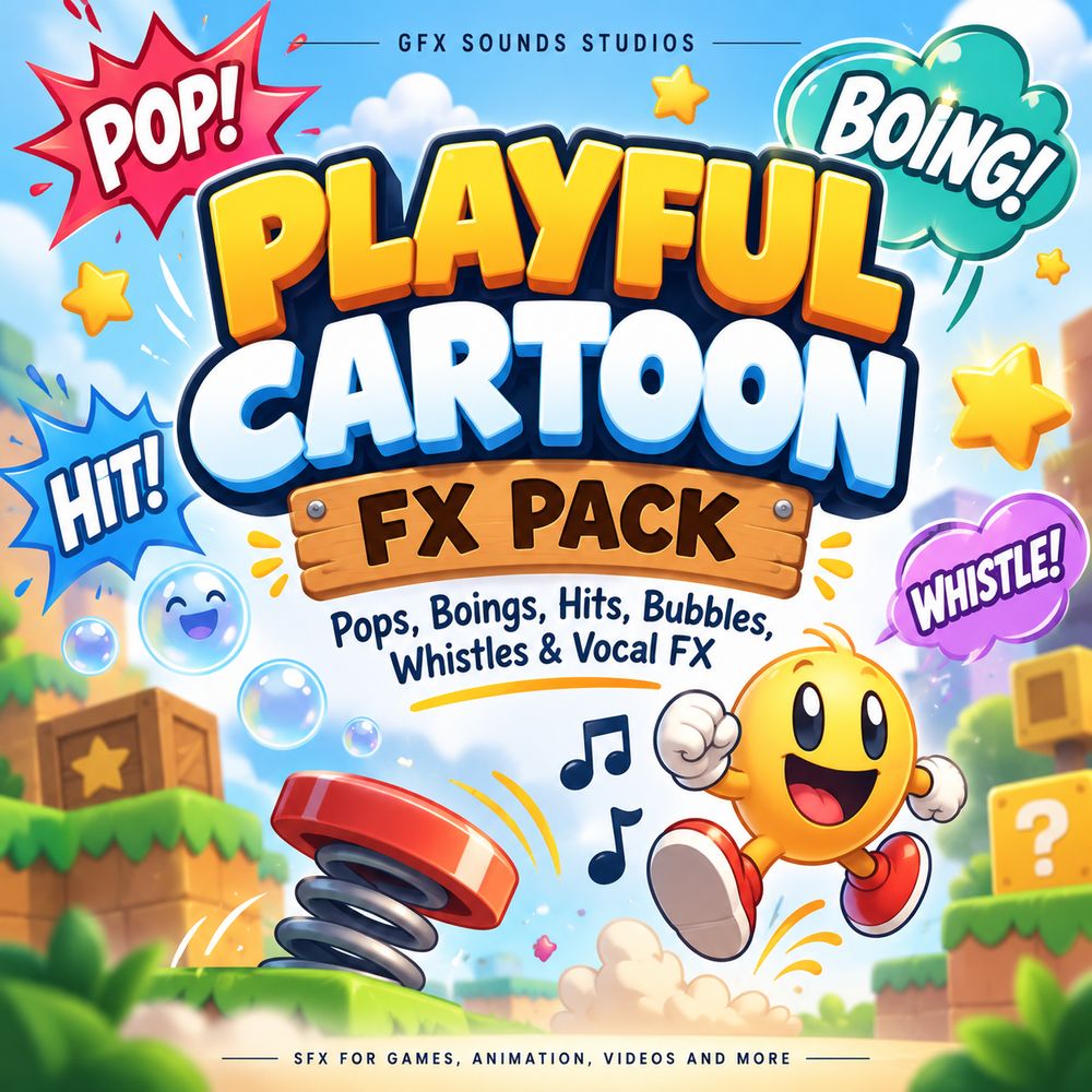 Pochette de Playful Cartoon FX Pack – Pops, Boings, Hits, Bubbles, Whistles & Vocal FX