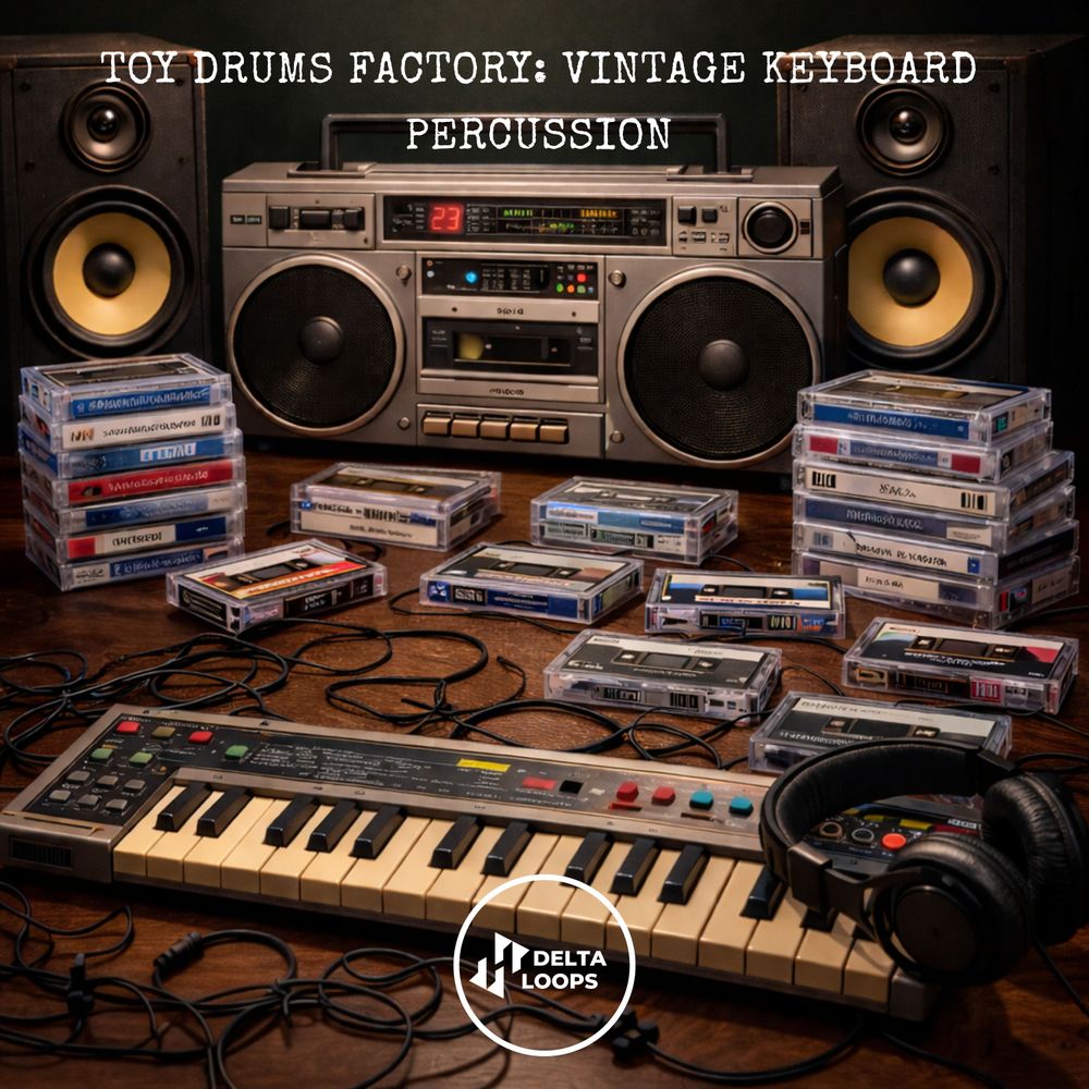 Arte de Vintage Toy Drums: Retro Keyboard Percussion