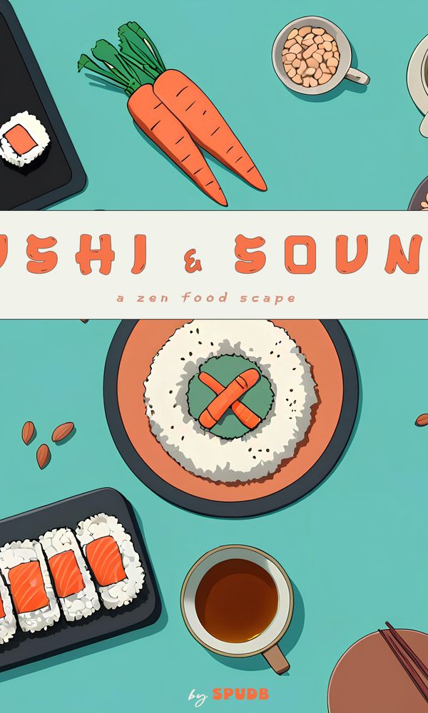 Artwork for "SUSHI & SOUNDS - A ZEN FOODSCAPE" / ORGANIC / TEXTURES / ASMR / FIELD RECORDING / FOLEYS